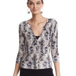 White House Black Market Metallic Reptile Print Cardigan, Size Large